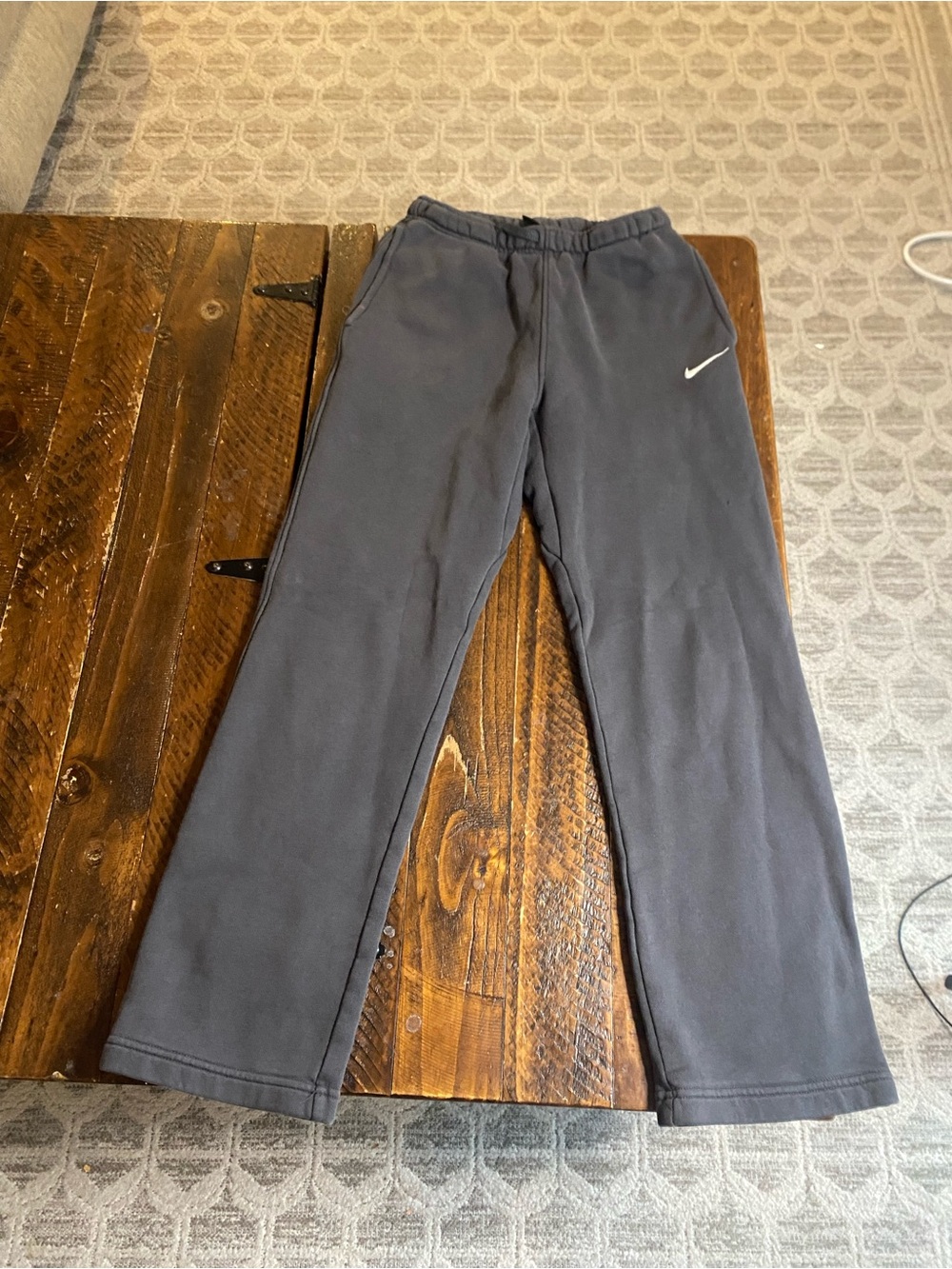 Nike Boys' Dark Gray Fleece Joggers with White Swoosh